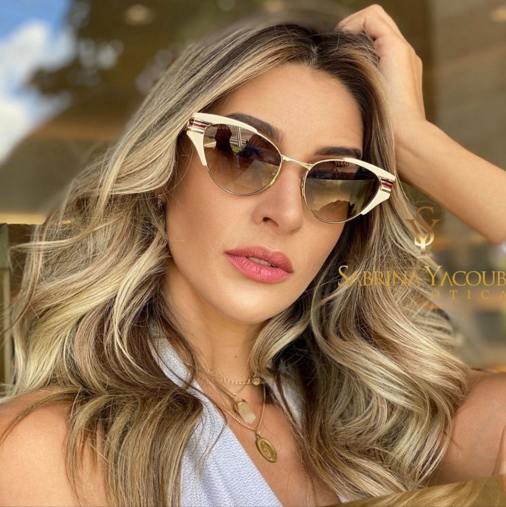 New Authentic Gucci GG0522S 005 Cat-Eye Sunglasses Ivory Brown Gradient Gucci GG0522S 005 Sunglasses Women main image 4